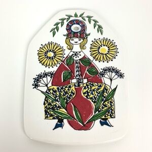 Figgjo Flint Turi Design Mons Og Mille Wall Plaque Decor Floral Lady Norway Vtg